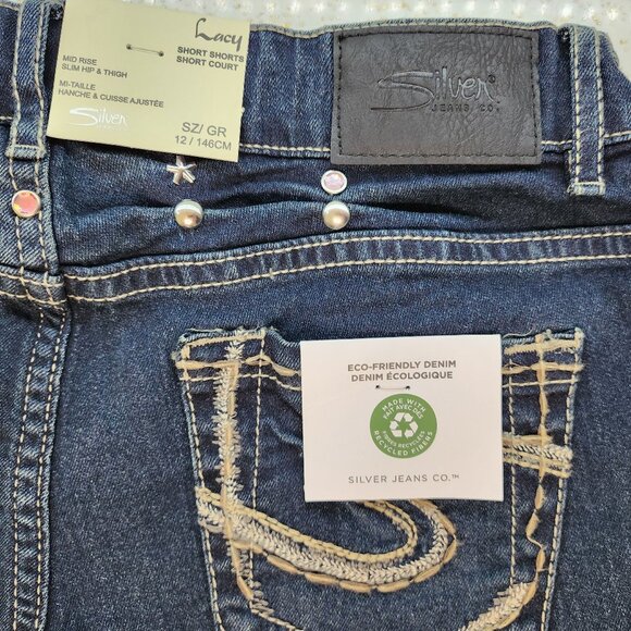 Y2K Girls Shorts with Embroidery & Rhinestones - Picture 5 of 8